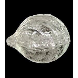Glass Clamshell Trinket Box & Lid Frosted Textured Mermaid Beach Decor 3.5 x 2.5